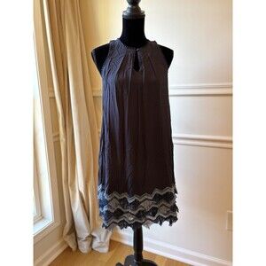 NWT Maeve Anthropologie Size 6 Festive Swing Dress Navy Blue Fringe Sleeveless